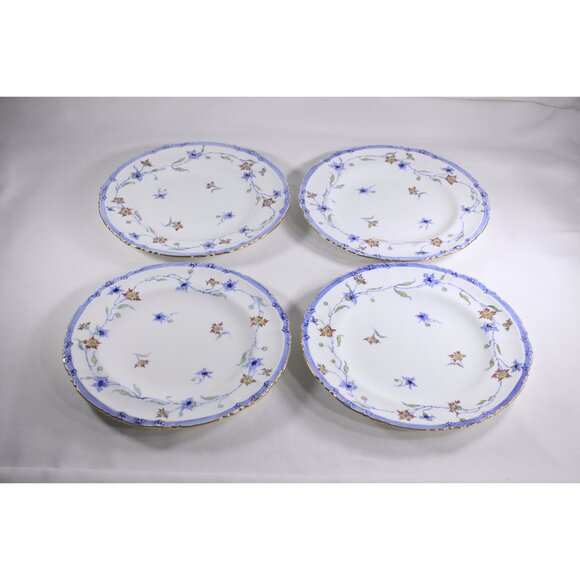 Vintage SET of 4 Royal Crown Derby classic dinner plates, 1921 - 1940 white blue - Picture 7 of 10